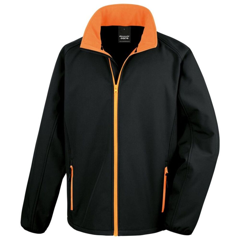 Result Core Mens Printable Soft Shell Jacket / Black/Orange